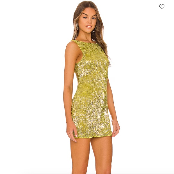 Camila Coelho Dresses & Skirts - NWOT Camila Coelho Alana Mini Dress Limoncello Lime Yellow Green Sequin Metallic